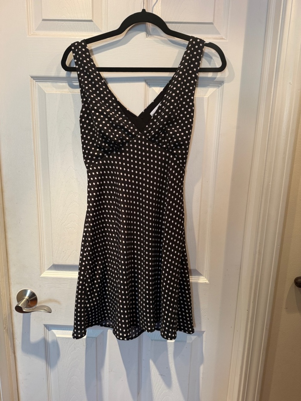 Princess Polly Black Polka Dot V-Neck Mini Dress